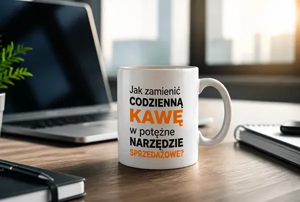 Kawa, która sprzedaje na biurku klienta