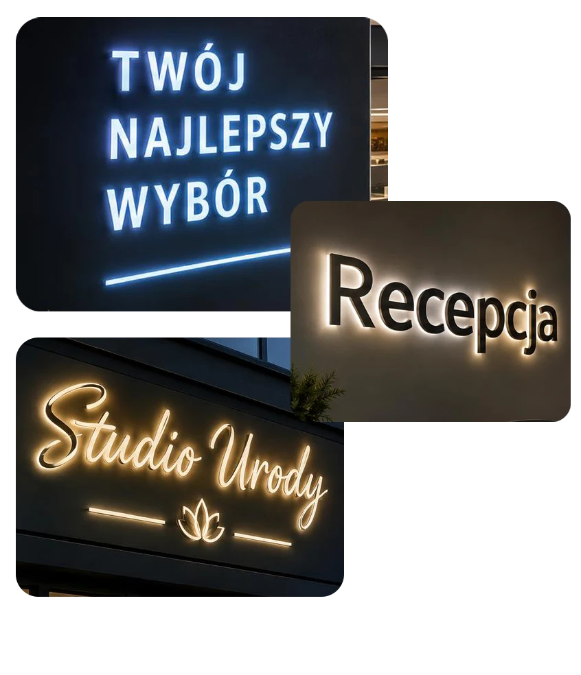 Litery 3d podświetlane b.center