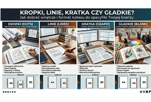 Kropki, linie, kratka czy gładkie strony?