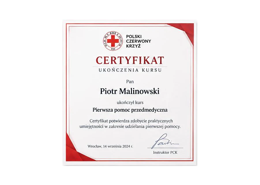 Certyfikat ukończenia kursu