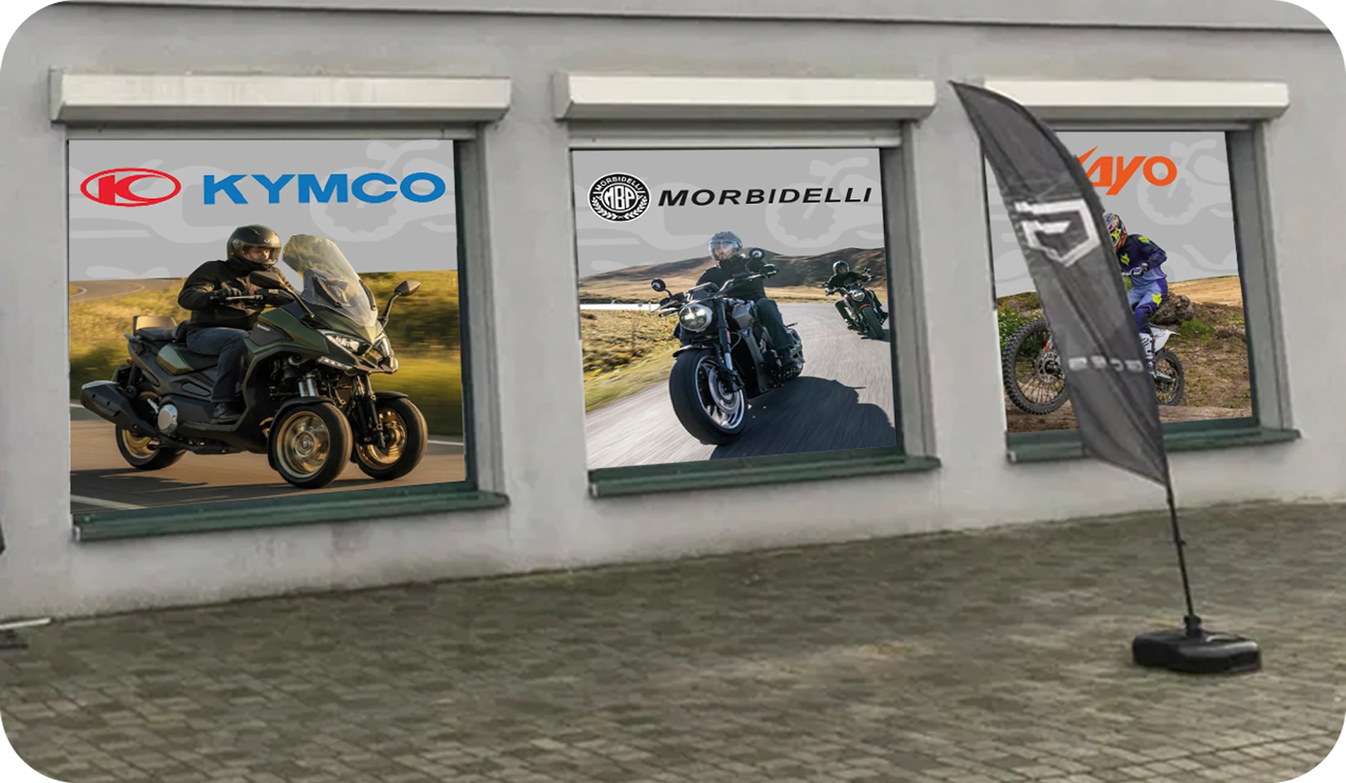 Oklejenie witryn MotoSport Gliwice