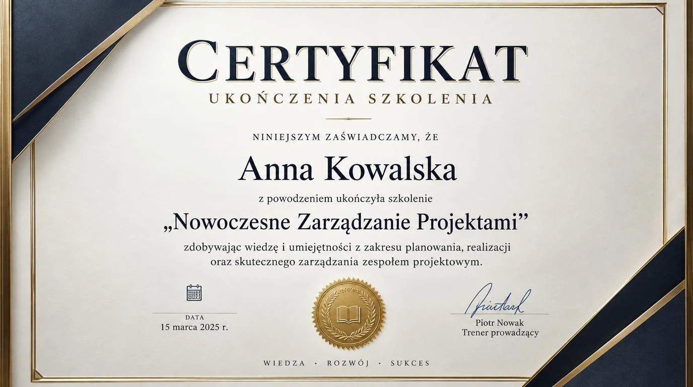 Certyfikat Format gotowy do udostępniania