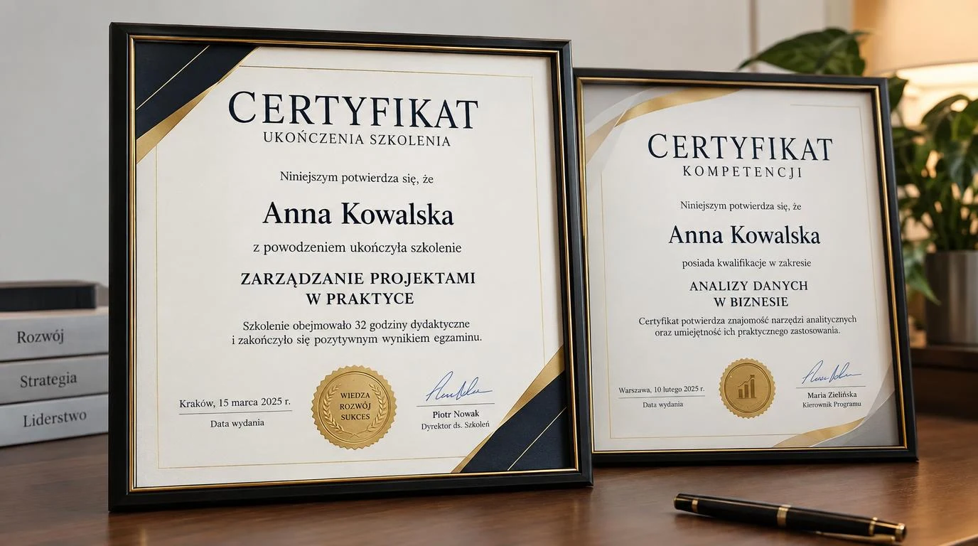 Certyfikat Jasne opisy i bezbłędne dane
