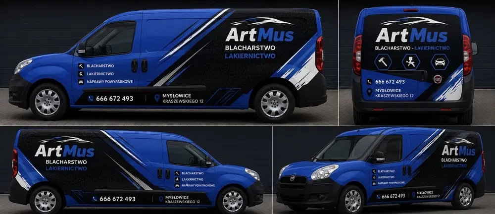 Reklamowe oklejenie pojazdu firmy Art Mus z Mysłowic