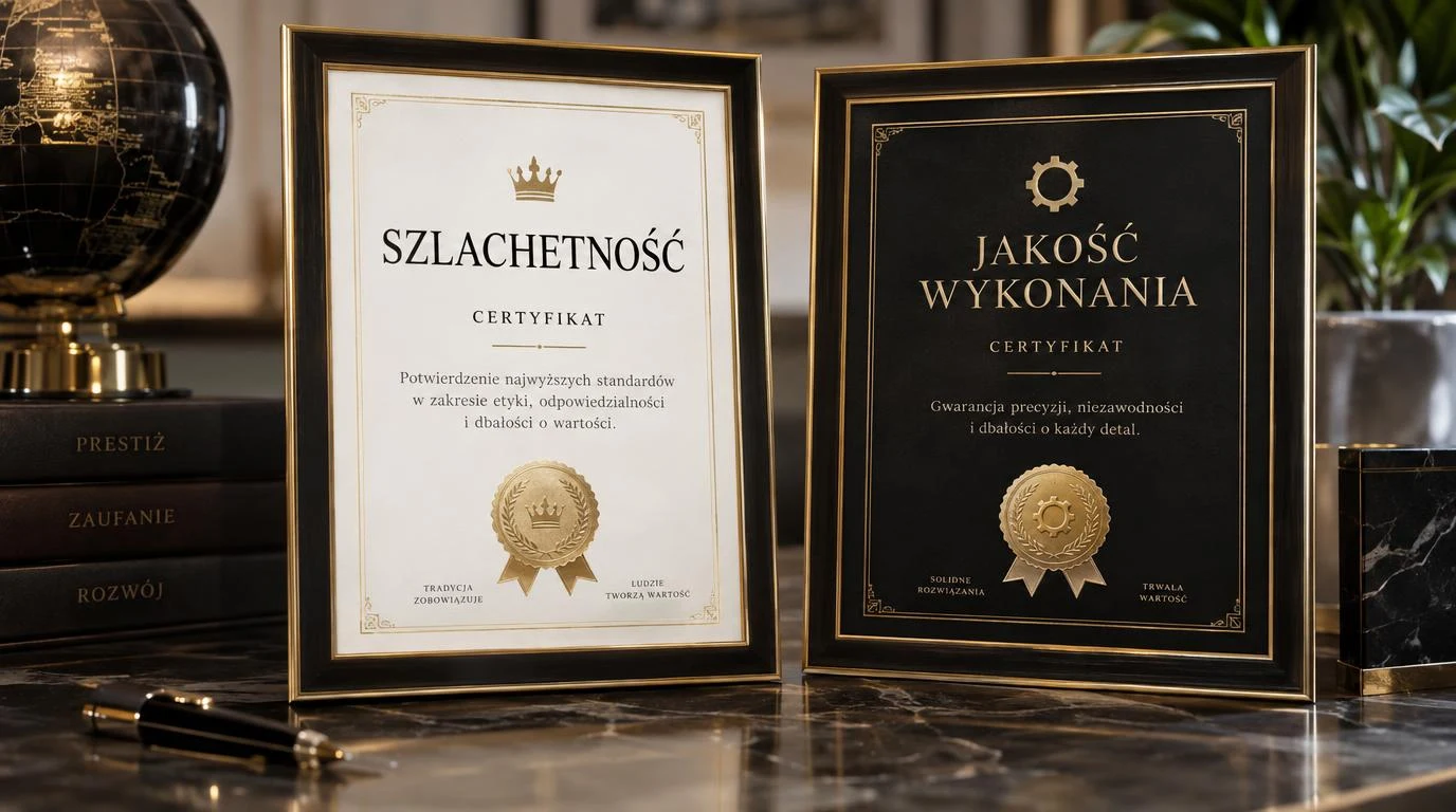 Certyfikat Szlachetność i jakość wykonania