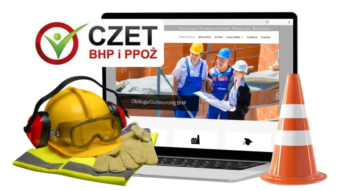 Projekt strony internetowej CZET — wizualizacja na laptopie