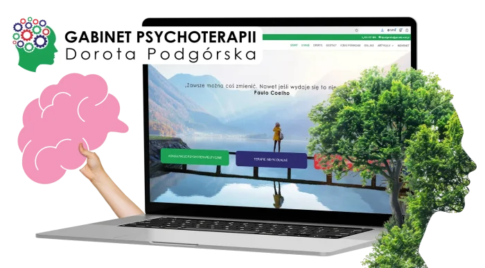 Projekt strony internetowej Dorota Podgórska — wizualizacja na laptopie