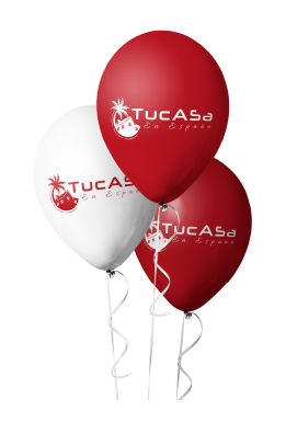Balony lateksowe z nadrukiem. Balony reklamowe z logo domu i palmy, personalizowane balony.