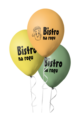 Balony lateksowe z nadrukiem. Balony reklamowe z logo bistro, personalizowane balony na eventy.