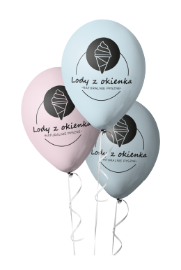 Balony lateksowe z nadrukiem. Balony reklamowe z logo lodziarni, personalizowane balony.