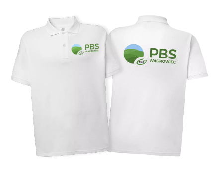 Białe koszulki polo z nadrukiem. Odzież firmowa z logo krajobrazu, personalizowane koszulki polo.
