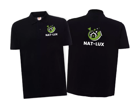 Koszulki polo z nadrukiem. Odzież firmowa z logo usług sprzątających, personalizowane koszulki polo.