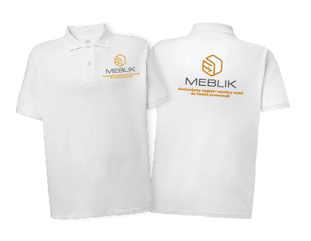 Koszulki polo z nadrukiem. Odzież firmowa z logo producenta mebli na wymiar, personalizowane koszulki.