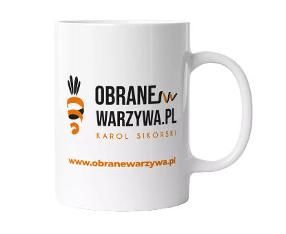 Kubek ceramiczny z nadrukiem. Kubek reklamowy z logo produktów spożywczych, gadżet firmowy.