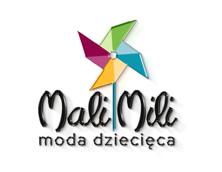 Kolorowy wiatraczek z napisem "moda dziecięca". Logo.