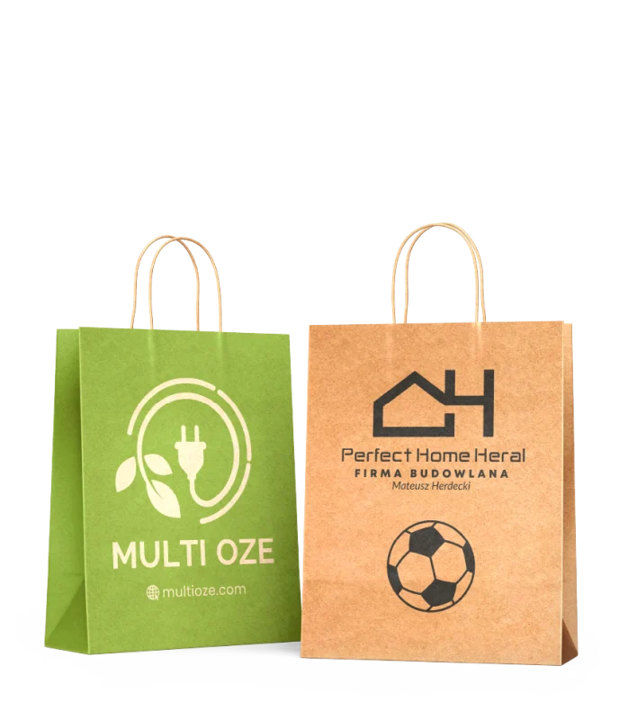 Projektowanie i druk toreb reklamowych z logo. Torby papierowe kraft i ekologiczne z nadrukiem firmowym.