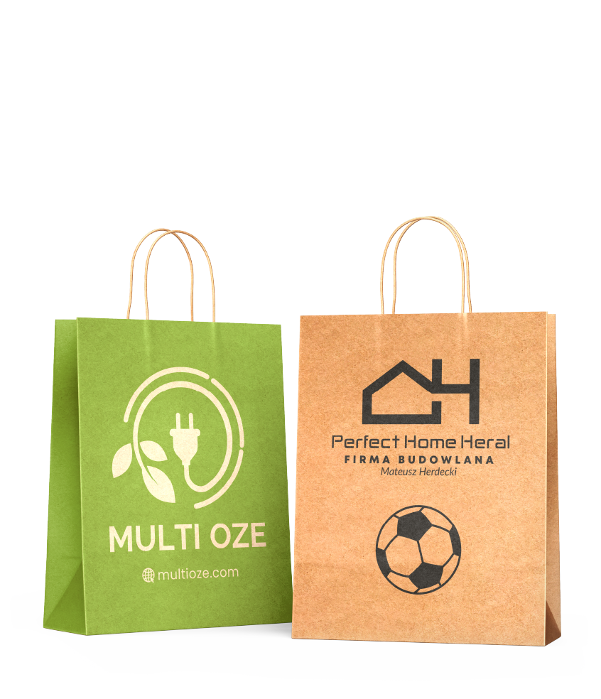 Projektowanie i druk toreb reklamowych z logo. Torby papierowe kraft i ekologiczne z nadrukiem firmowym.