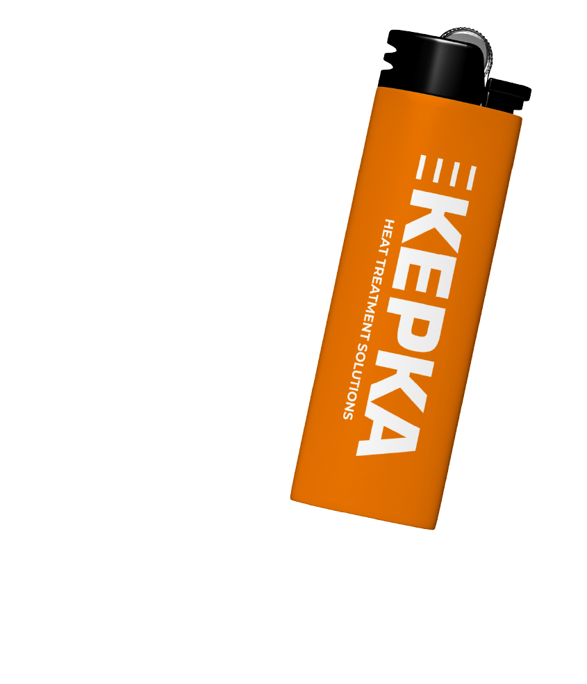 Pomarańczowa zapalniczka z nadrukiem. Zapalniczka reklamowa dla obróbki cieplnej, gadżet firmowy.