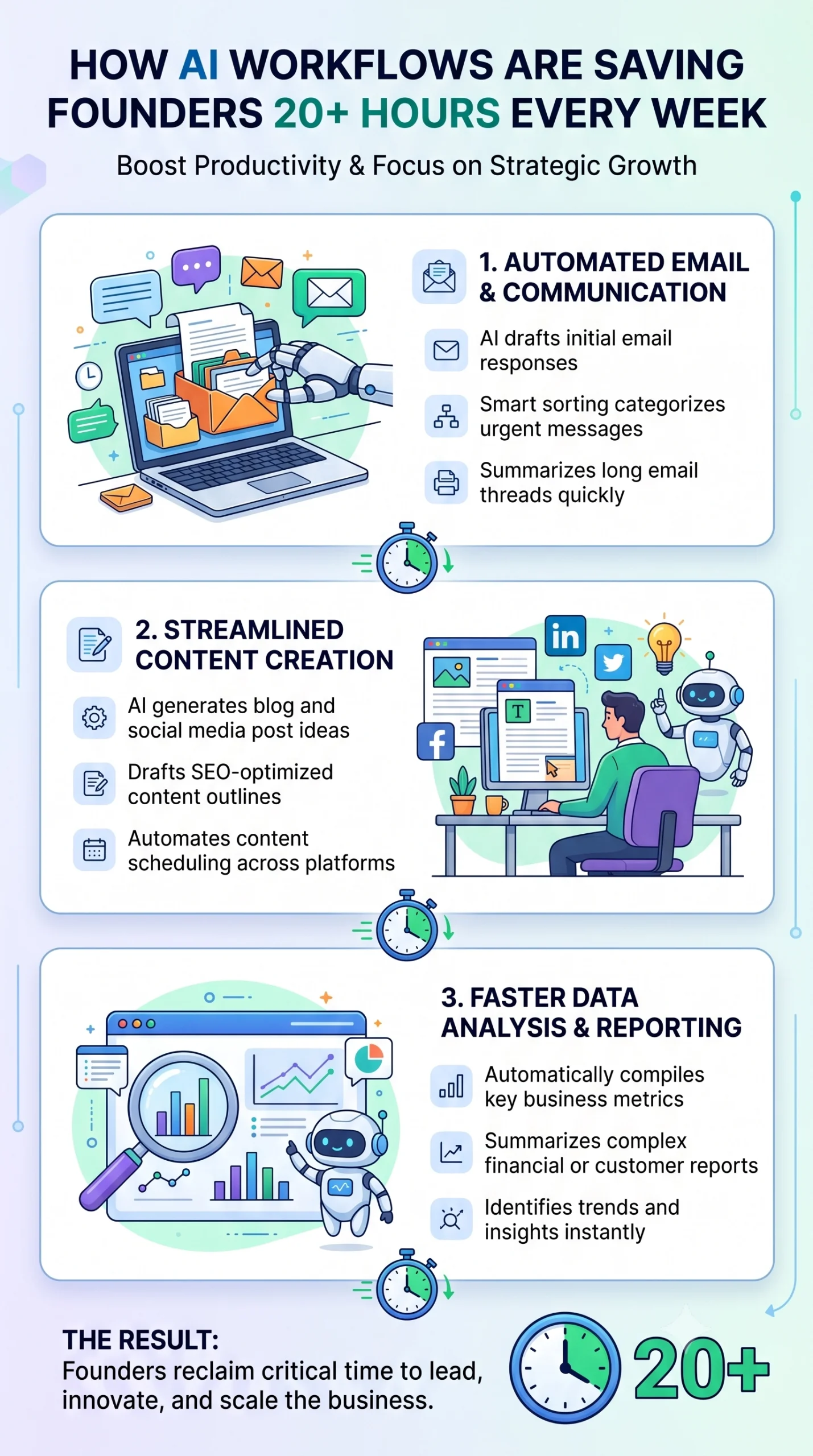 AI drafts initial email responses, smart sorting categorizes urgent messages, and it quickly summarizes long email threads.