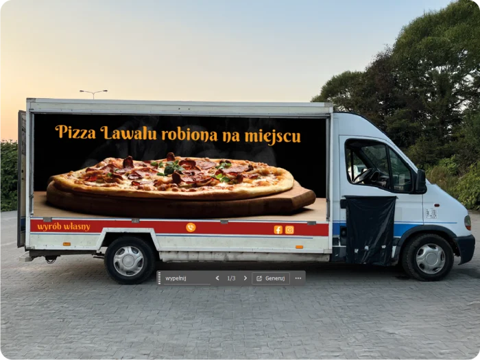 Oklejenie pojazdu firmy Pizza Lawalu z Gdańska